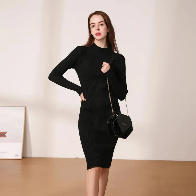 Sleek Knit Winter Dress