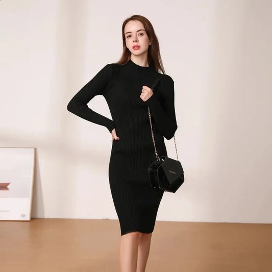 Sleek Knit Winter Dress